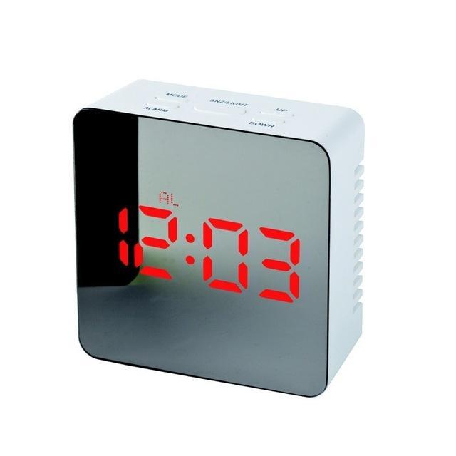 Digital LED multi-function mirror clock