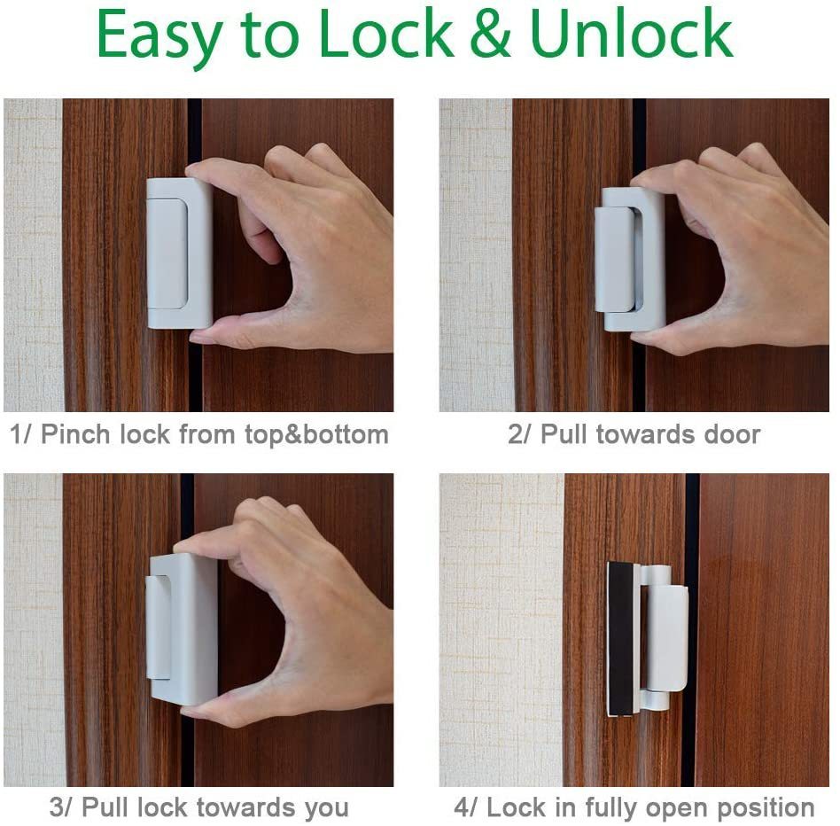 Child Safety Door Reinforced Lock With 3 Inches Stop Aluminum