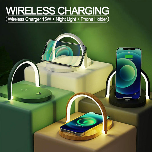 3 In 1 Foldable Wireless Charger Night Light Wireless Charging Station  15W